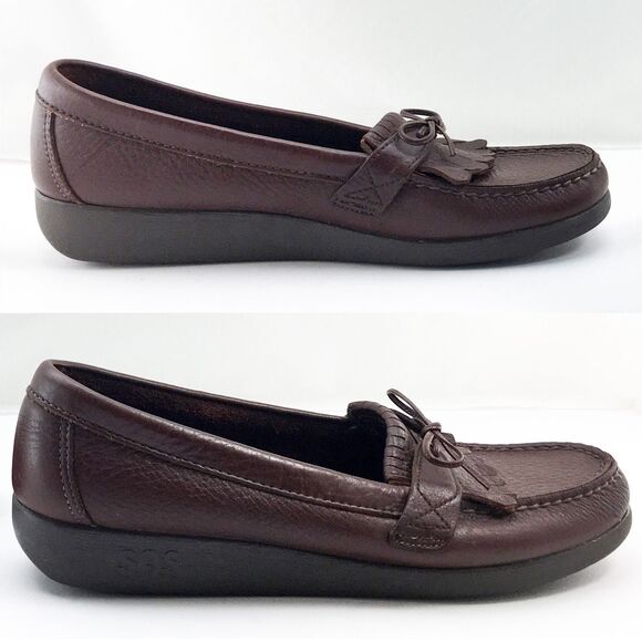 SAS Tripad Comfort Brown Leather Moccasin Toe Kiltie Loafers - Women's Size 10 S - Picture 1 of 8